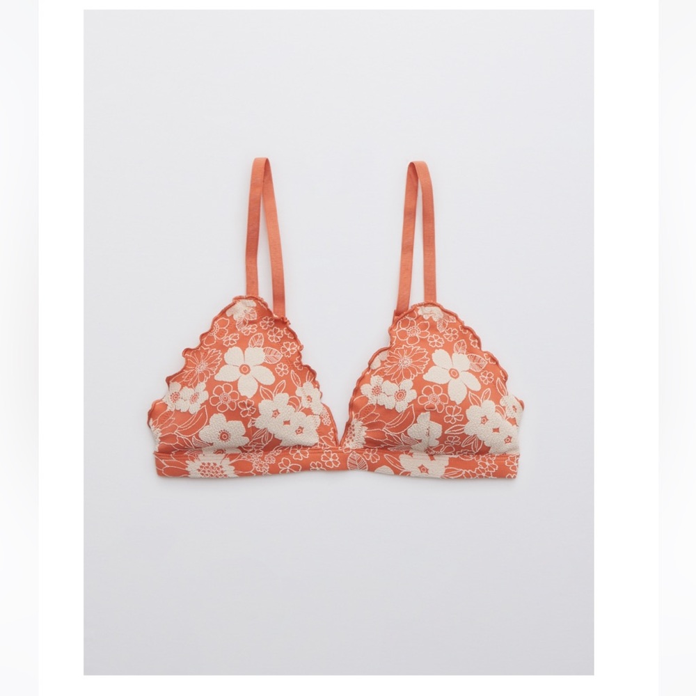 Aerie Jacquard Floral Triangle Bikini Top